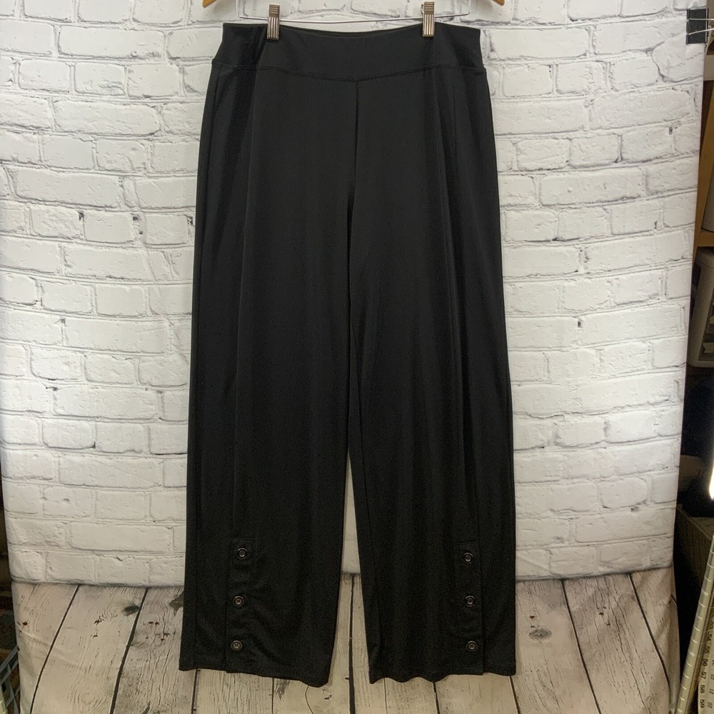 Susan Graver Pants Womens Sz S Black Culottes Buttons Stretch‎ Waist